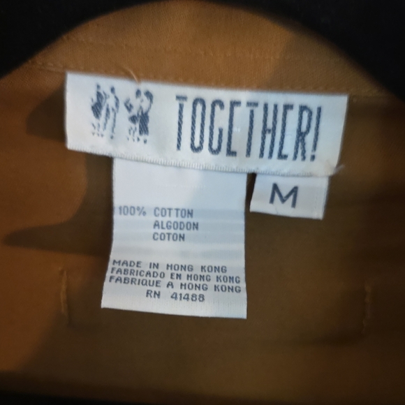 Together Women's Tan Cotton‎ Shirt Sz Med - Picture 2 of 4